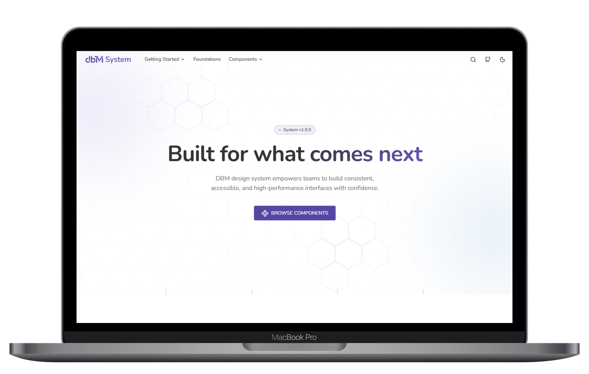 A laptop displaying DBM System home page